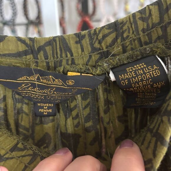 Vintage Eddie Bauer medium Olive Green Patterned Women's maxi Skirt - Picture 2 of 4